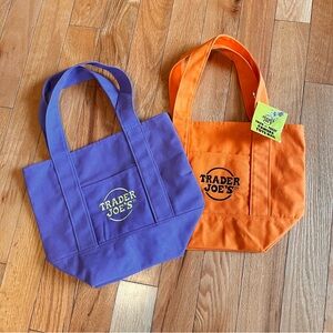 Trader Joe's Mini Totes in Purple and Orange Set of 2